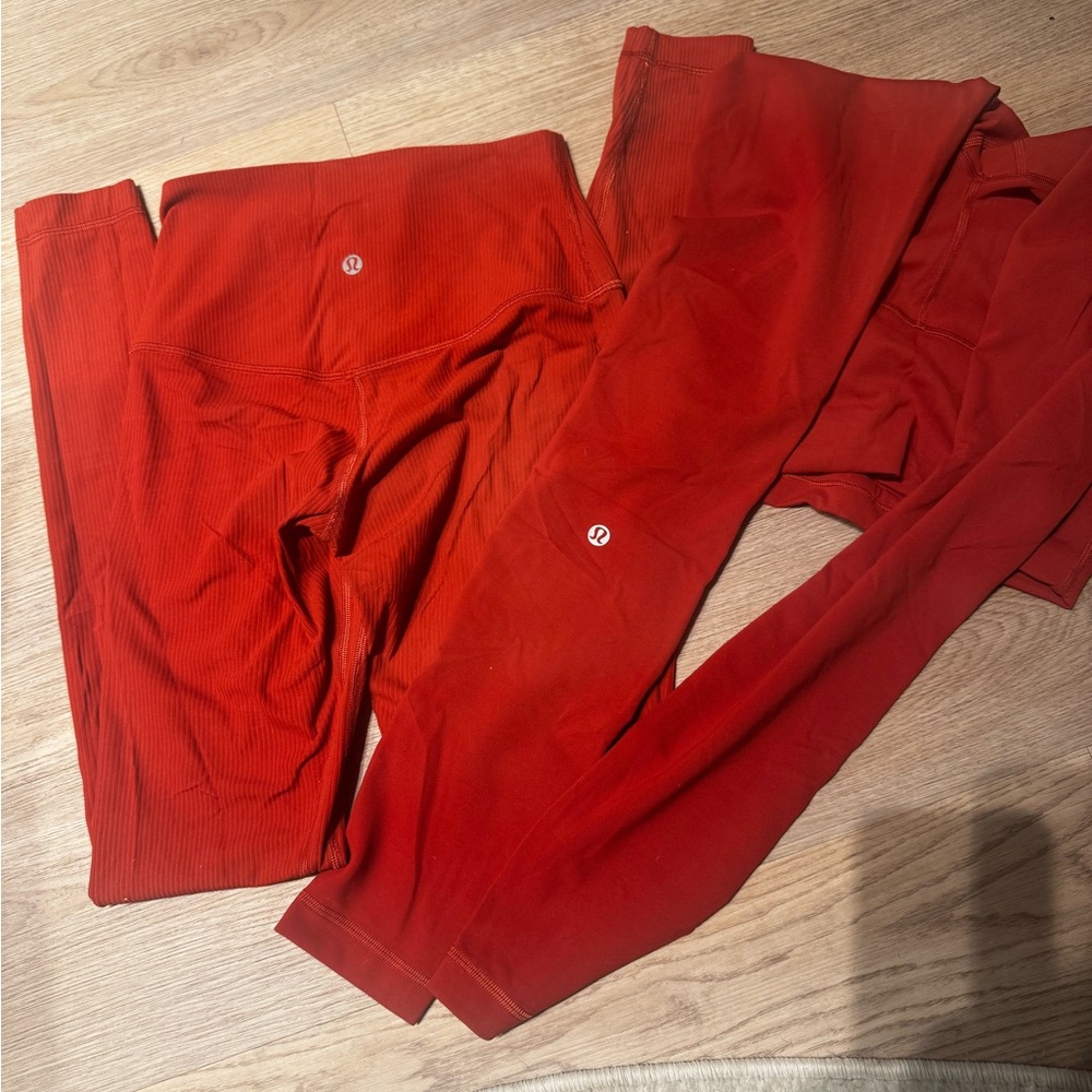 Red Lululemon Leggings Set